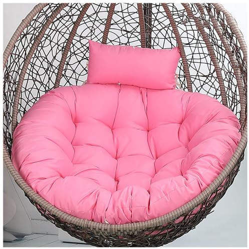 Egg Chair Cushion with Headrest Pillow, Tufted Swing Basket Chair Pads Hanging Basket Seat Cushions Replacement for Indoor and Outdoor Garden Offices(Pink,100x100cm)