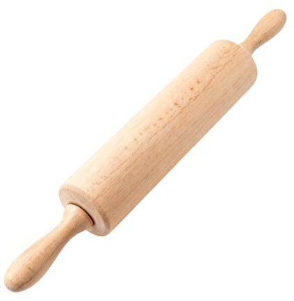 Mattarello in Legno con Manici, utensili da cucina per pasticceria, Superficie Antiaderente, per Stendere e Impastare Pasta Fresca, Utile in Cucina, per Pasticceria e Bambini, 30,5 cm