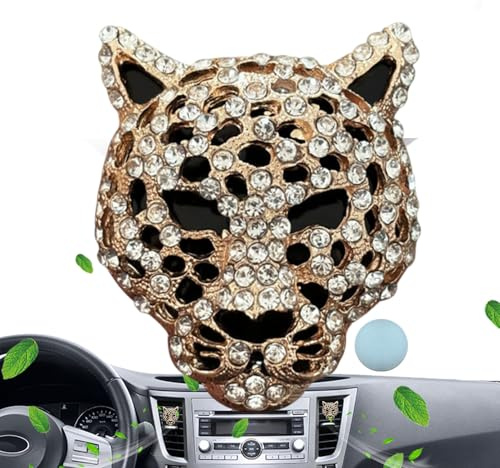 Bling Auto-Lüftungsclip – Leoparden-Diffusor-Clip, Armaturenbrett | Ornament mit Anhänger | Elegante Innendekoration, Dufthalter, stilvolles Autozubehör, Parfüm kompakt, niedlicher einzigartige