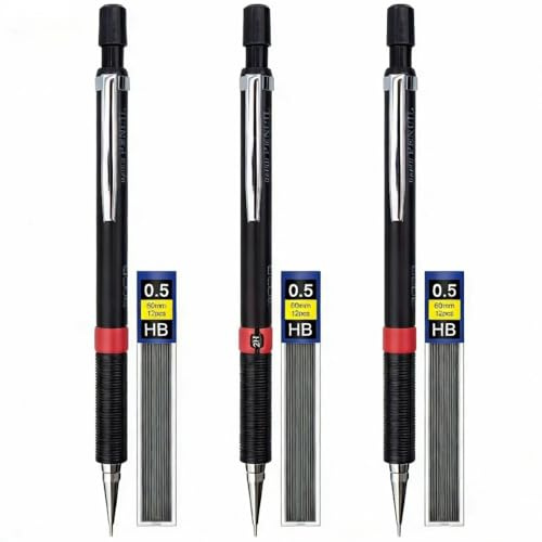 ZJCANGLIU 3 Stück Druckbleistift 0,5,Druckbleistifte,Minenbleistift 0.5,Bleistift mit Mine,Mienenbleistift 0.5mm,Mechanical Pencil 0.5,Mechanische Bleistifte mit 36Pcs HB Minen,für Zeichnen,Schreiben