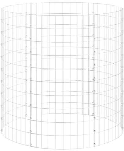 Mhdvray Gabionen-Säule Rund 100x100 cm aus verzinktem Stahl Modernes Design für Garten Terrasse und Balkon Robust und langlebig als dekorativer Sichtschutz Zaun für Pflanzen und Steine