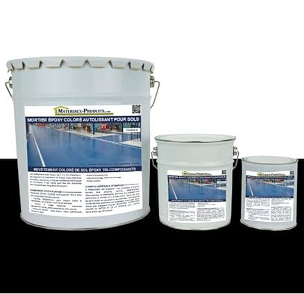 MATPRO - Mortier Époxy Coloré Autolissant - pour Sols Haute Résistance, Ateliers, Stockage - Applicable Sans Retrait - Anti-Poussière - Noir - 20Kg