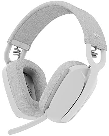 Logitech Zone Vibe 100 Leichte, kabellose Over-Ear-Kopfhörer mit geräuschunterdrückendem Mikrofon, Multipoint Bluetooth-Headset, Funktioniert mit Teams, Google Meet, Zoom, Mac/PC - Weiß