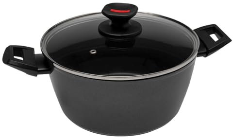 Zanetti Evolution Casseruola per Induzione Diametro 24 cm, Fondo Antiaderente, Alto Spessore, Casseruola con Coperchio, Impugnatura Comoda Due Maniglie, Nero