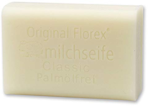 Florex Schafmilchseife - Classic ohne Palmöl- mit Lanolin und pflanzlichen Ölen zarter Seifen Duft 100 g