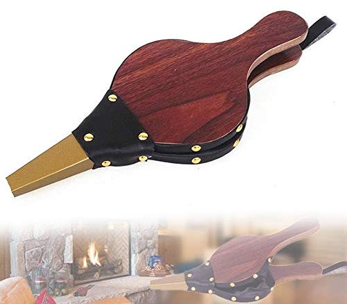NANANA Fireplace Fuelle de Chimenea de Madera Grande Soplador de Aire de Fuelle de Mano de Fuelle con Correa de Piel, Ideal para Barbacoa, Chimenea y Estufa de Leña, 30.5x12.5cm