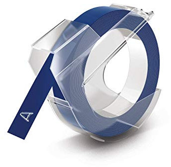 DYMO Original Prägeband | 3D weiß auf blau | 9 mm x 3 m | selbstklebendes Kunststoff Etikettenband | für Junior & Omega Beschriftungsgerät | 1 Stück