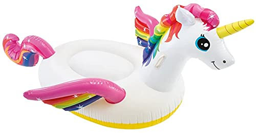 Unicorno Gonfiabile Cavalcabile con Maniglie Colorato Piscina Mare 198x140x102 cm