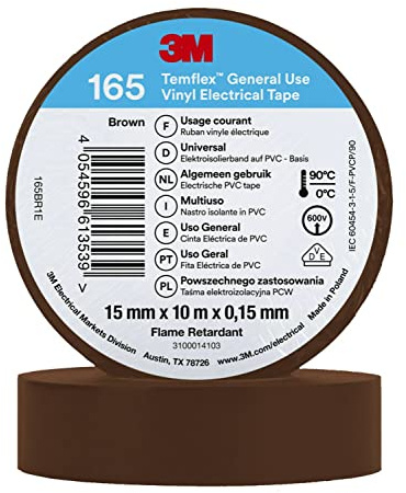 3M Temflex™ Vinyl-Isolierband 165, Baun, 15 mm x 10 m, 100 Rollen