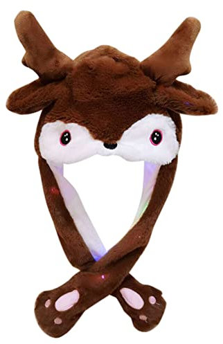 BYNYXI Beweglichen Ohren Hut, LED Plüsch Hase Hut Tier Kaninchen Pinguin Wackelohren Hut Lustige Plüschhut Bewegliche Ohren Hasenohren Hut Halloween Hüpfmütze für Karneval Themenparty Fasching