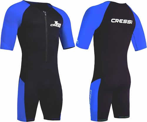 CRESSI Tiburon Man Shorty Wetsuit 2mm - Muta Shorty Uomo realizzata in Neoprene Ultra Stretch 1.5/2mm e Elastane, Nero/Blu, XL/5