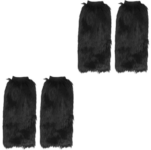 TOYANDONA 2stücke Faux Fur Beinwärmer Plüschige Stulpen Für Damen Warm Und Modisch Für Herbst Und Winter Als Boot Cuffs Cover Schwarz Bequeme Und Stylische Beinbekleidung