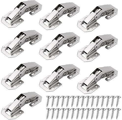 10 Pezzi Cerniera per Ante Senza Foro Incasso Automatica a Scatto per Apertura e Chiusura Rapida, Cerniera per Mobili con Viti per Porte Armadi Cucina, Cerniere per Mobile da Bagno