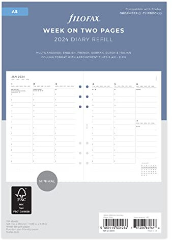 FILOFAX Kalendereinlage Minimal week to view Vertical FILOFAX Kalendereinlage A5 with appointments 2024