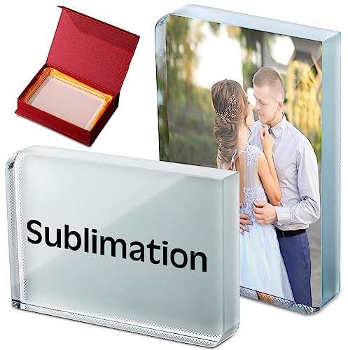 Didaey 2 Pcs Sublimation Blanks Crystal Picture Frame Crystal Tabletop Decor Decorative Plaques Custom DIY Photo Frame for Christmas Wedding Memorial DIY Gift(Rectangle)