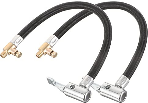 BESPORTBLE Reifenfüller Geeicht 2 Stücke Reifenfüller Verlängerung Metall Pumpe Verlängerung Schläuche Hochdruck Schrader Ventil Aufblasfutter Adapter Clip Fahrrad Zubehör Für Outdoor Luftdruckprüfer