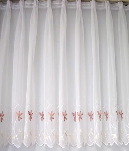 Meterware Gardine Stickereistores Weiss-Rose` 40037 V5 - Höhe 280cm