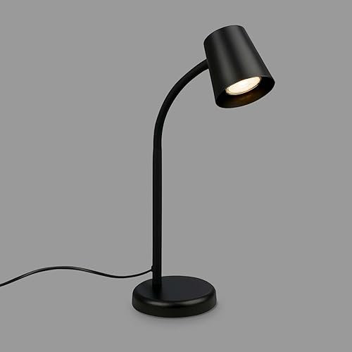 Briloner - Lampada da comodino, lampada da scrivania orientabile, lampada da tavolo GU10 per ufficio con interruttore a cavo, lampada da lettura, 9W, 130x385mm (DxA), metallo, nero