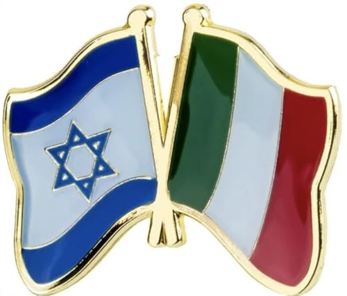 Italia Italia Israele Bandiera nazionale Israeliana Attraversato Bandiere Amicizia Amore Alleanza Alleati 2,5 cm Spilla smaltata, 1 Inch, Smalto, Smaltato