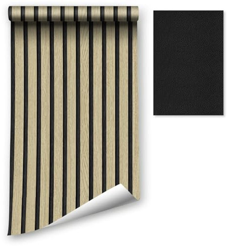 Carta da parati a contatto con strisce di venature del legno, 44.5x1200CM autoadesiva Carta da parati staccabile Pellicola vinilica rimovibile