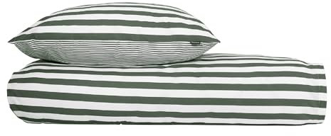 Schiesser Bettwäscheset Marie | 2-teilig | Gestreift | Renforcé | 100% Baumwolle | Oeko-Tex Zertifiziert | Reißverschluss | 135x200cm + 80x80cm | Dunkelgrün