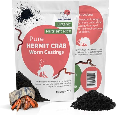 Snout and Shell Organic Pet Hermit Crab Greensand Food Supplement & Worm Castings (Worm Castings) 85 Grams