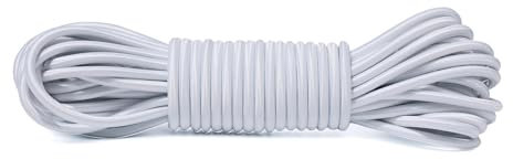 JunGG Corda di gomma 4 mm 10 m – Corda di tensione in gomma per teloni di rimorchio, telone (bianco, 4 mm x 10 m)