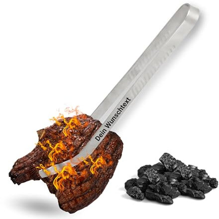 Pinza per barbecue personalizzata in acciaio inox, idea regalo per compleanno, accessorio per barbecue di alta qualità per professionisti del barbecue, pinza antiscivolo per barbecue, colore: argento