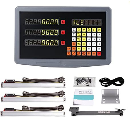 Linearer Skalenencoder Drehmaschine Dro 3-Achsen-Anzeige und 3-teilige Linearskalen 5 HE 5 V TTL optisches Lineal/Linie/Encoder Abmessungen 100 bis 1000 mm Digitale USB-Anzeige(SDS3MS Dro Set)