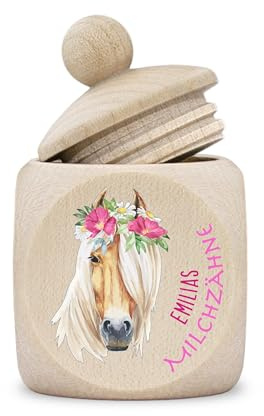 Zahndose Mädchen Milchzähne modern Holz Box personalisiert Druck Name Pferd | Zahndosenbox, Geschenkidee, Gastgeschenk, Schraubverschluss, Drehverschluss, Holzzahndose, Rosa, Pink