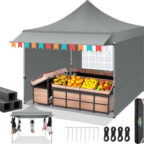 COBIZI Pavillon 3x3 Wasserdicht Stabil Winterfest Faltpavillon Gartenpavillon Partyzelt Pop Up Pavillon Klappbar UV Schutz 50+, Grau