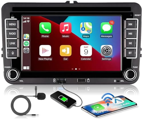 Aphrfamma Autoradio Bluetooth Bildschirm für VW Golf 5 6 Polo T5 Passat Touran Sitz mit FM/AM, Apple Carplay, Android Auto, SWC, Mirror Link, 2 Din Dab Autoradio Touch Display