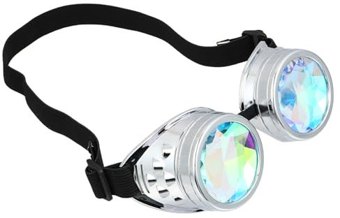 TINEASUR Kaleidoskop Linsenbrille Steampunk Regenbogen Kristallpc Rahmen Mit Verstellbarem Gummiband Party Festival Raver Brille