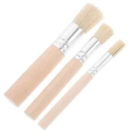 Tofficu 3pcs round Paint Brush Set for Acrylic Wall Stencil Projects Artists Paint Brushes for Crafts