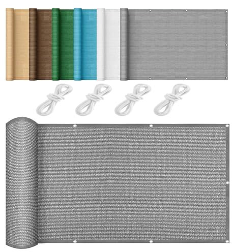 Sonnenschirm Segel Sonnenschutz Netz 130 x 550 cm HDPE Gewebe Wasserabweisend & Windabweisend Sichtschutz Balkon Balkon Sonnenschutz Schattenspender für Terrasse, Grau
