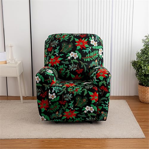 PEIHUODAN Sesselbezug Stretch Hoch Elastisch für Relaxsessel & Fernsehseller - Landhausdesign Blumenmuster mit seitlicher Tasche | Polyester Sesselüberzug Universell (Pattern 3,1 Places)