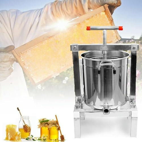 DFGHNBVC Bienenwachs-Extraktor， manuelle Honigpresse aus Edelstahl mit T-förmigem Griff für Haushalts-Imkereiwerkzeuge， Obst- und Ölfiltrationsgeräte，