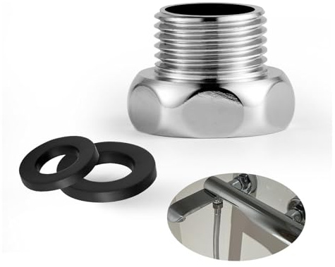 ANBOO Brauseschlauch Reduzierstück Adapter Anschluss G3/10.2 cm IG auf G1/5.1 cm AG Chrom für Brauseschlauch und Wasserhahnanschlüsse