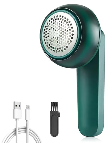 LULUWA Rasoir Électrique Anti-Bouloches, USB Rechargeable Anti-Peluches pour Vêtements 6 Lames à Feuilles Pulls Rasoir pour Boules Anti-Bouloches Meubles Couverture (Vert)