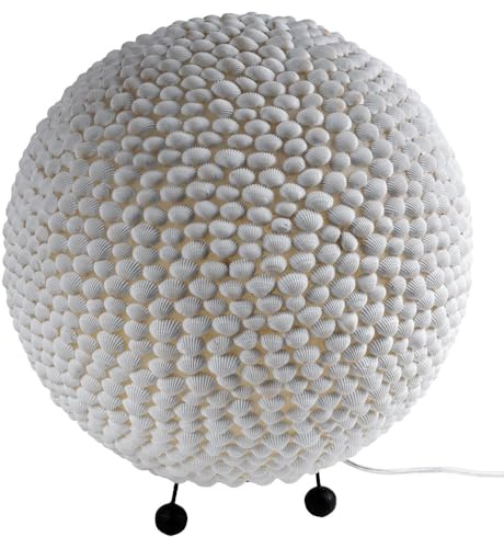 Tischleuchte Kugellampe Tischlampe Muschel weiß Wohnzimmerleuchte Beistellleuchte, Metall, 1x LED 7W 560Lm warmweiß, DxH 37x41 cm