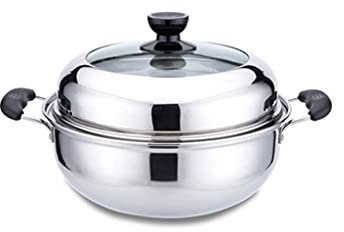 Pentola per Vapore in Acciaio Inox, pentola per Sauna con Fondo Spesso, pentola per Pesce al Vapore, pentola per zuppa di Pollo al Vapore