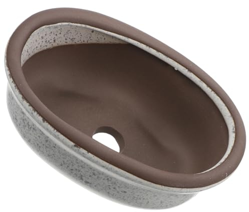 KONTONTY Pot en Céramique pour Plantes Succulentes Miniatures, Planteur de Pouce avec Trou de Drainage, Pot Oval Violet Blanc Compact pour Bureau et Appartement, Jardinière Lisse et Facile