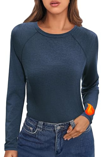 Crewhpo Langarm T-Shirt Damen Stretch für Herbst und Winter