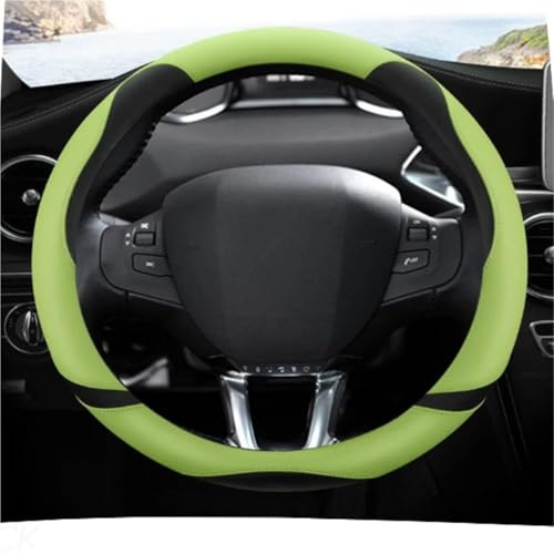 ASADF Lenkradhülle Auto-Lenkradbezug Aus Mikrofaser-Leder Für Peugeot 208 2012-2018 Für Peugeot 308 2014-2021 Autozubehör Lenkradbezug Auto(GRÜN)