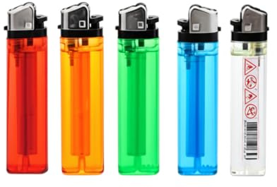 Accendini a Pietrina Trasparenti, Set Multicolore, 5 Colori Assortiti (1)