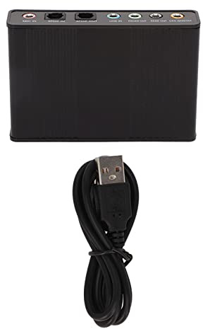 Pilipane Tarjeta de Sonido USB 6 Canal 5.1 Adaptador de Audio Externo con Velocidad de muestreo de 48 kHz para la computadora portátil de la computadora portátil actualización de Aluminio (Negro)