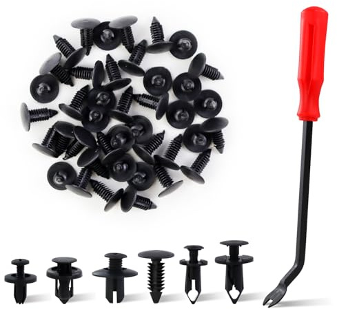 Funchardwa Juego de 190 clips de fijación para vehículos de motor. Incluye 6 remaches de plástico universales en diferentes tamaños para la mayoría de los modelos de vehículos