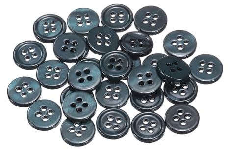 QUARKZMAN 25 Stück Muschelknöpfe, 11,5mm 4 Loch Perlmutt Blazer Knöpfe Nähhandwerk Muschelscheiben Für Hemden Nähen DIY Handwerk Dekoration, Dunkelblau