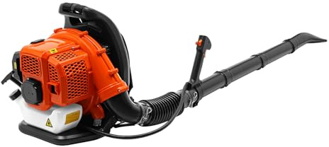 Soffiatore posteriore a benzina, 1,25 kW, soffiatore a 2 tempi, come zaino con serbatoio di carburante da 1,2 litri, 7000 giri/min, per foglie, polvere, sabbia, neve