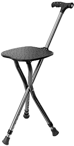 Sgabello portatile con luce LED regolabile, treppiede per anziani, bastone da passeggio pieghevole, ausilio per camminare, per uomini e donne
